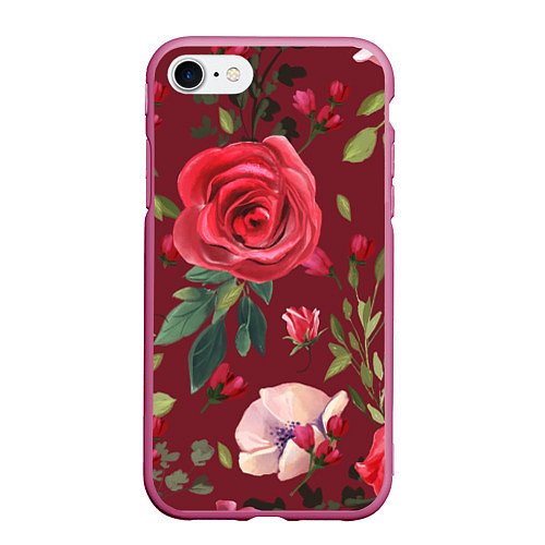 Чехол iPhone 7/8 матовый Rose / 3D-Малиновый – фото 1