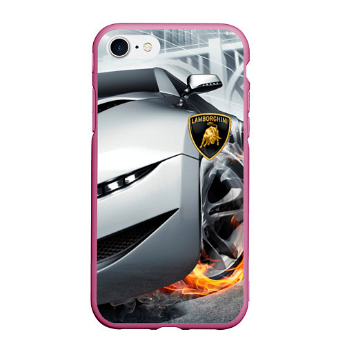 Чехол iPhone 7/8 матовый Lamborghini / 3D-Малиновый – фото 1