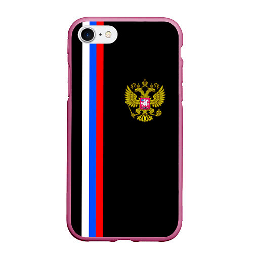 Чехол iPhone 7/8 матовый РОССИЯ / 3D-Малиновый – фото 1