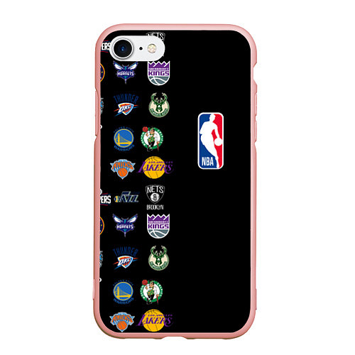 Чехол iPhone 7/8 матовый NBA Team Logos 2 / 3D-Светло-розовый – фото 1