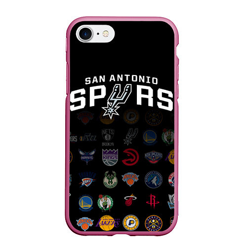 Чехол iPhone 7/8 матовый San Antonio Spurs 2 / 3D-Малиновый – фото 1