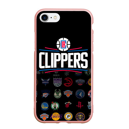 Чехол iPhone 7/8 матовый Los Angeles Clippers 2 / 3D-Светло-розовый – фото 1