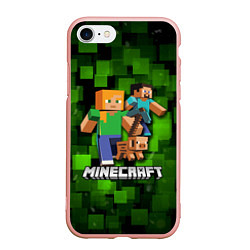 Чехол iPhone 7/8 матовый Minecraft Майнкрафт, цвет: 3D-светло-розовый