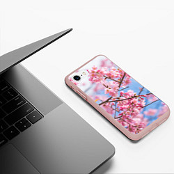 Чехол iPhone 7/8 матовый Ветки Сакуры, цвет: 3D-светло-розовый — фото 2