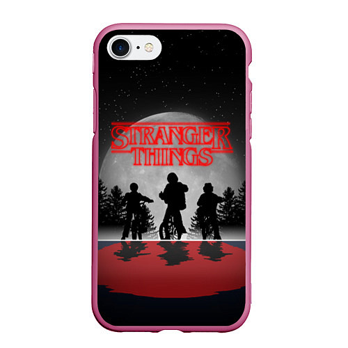 Чехол iPhone 7/8 матовый STRANGER THINGS / 3D-Малиновый – фото 1