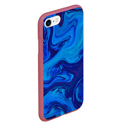 Чехол iPhone 7/8 матовый Абстракция синяя с голубым, цвет: 3D-малиновый — фото 2
