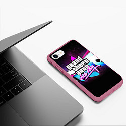 Чехол iPhone 7/8 матовый GTA:vice city, цвет: 3D-малиновый — фото 2