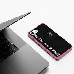 Чехол iPhone 7/8 матовый Mercedes Carbon, цвет: 3D-малиновый — фото 2