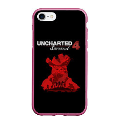 Чехол iPhone 7/8 матовый UNCHARTED 4, цвет: 3D-малиновый