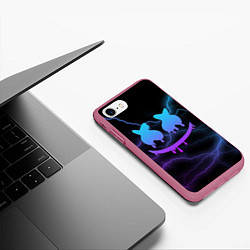 Чехол iPhone 7/8 матовый Marshmello, цвет: 3D-малиновый — фото 2