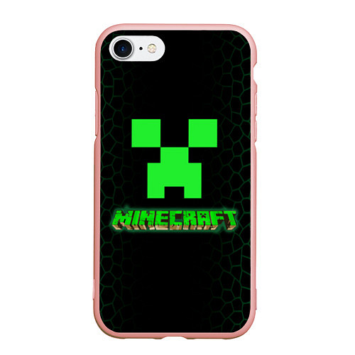 Чехол iPhone 7/8 матовый Minecraft / 3D-Светло-розовый – фото 1