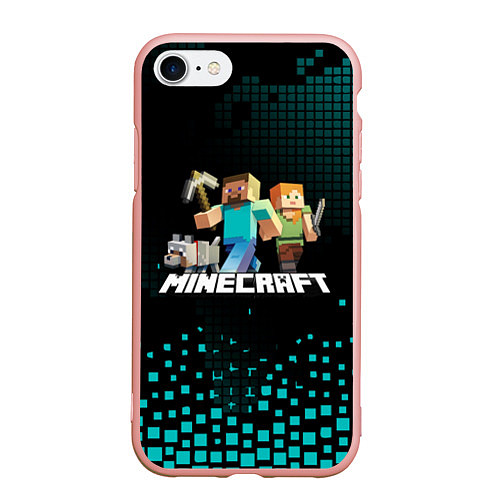 Чехол iPhone 7/8 матовый Minecraft / 3D-Светло-розовый – фото 1