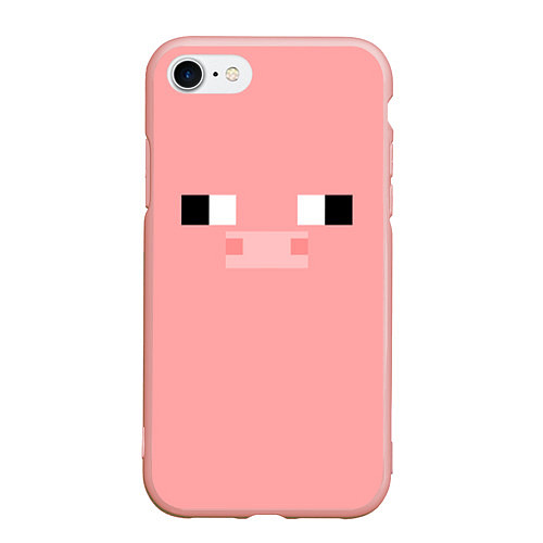 Чехол iPhone 7/8 матовый Minecraft Pig / 3D-Светло-розовый – фото 1
