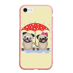 Чехол iPhone 7/8 матовый Влюбленные мопсы, цвет: 3D-баблгам
