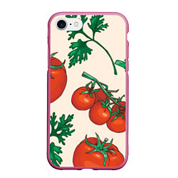 Чехол iPhone 7/8 матовый Летние овощи, цвет: 3D-малиновый