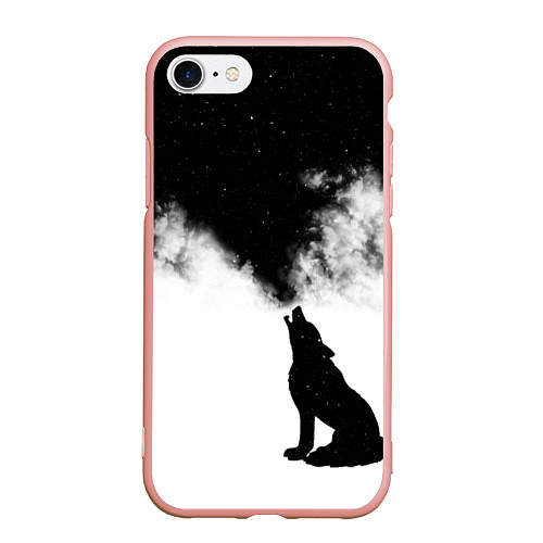 Чехол iPhone 7/8 матовый Galaxy wolf / 3D-Светло-розовый – фото 1