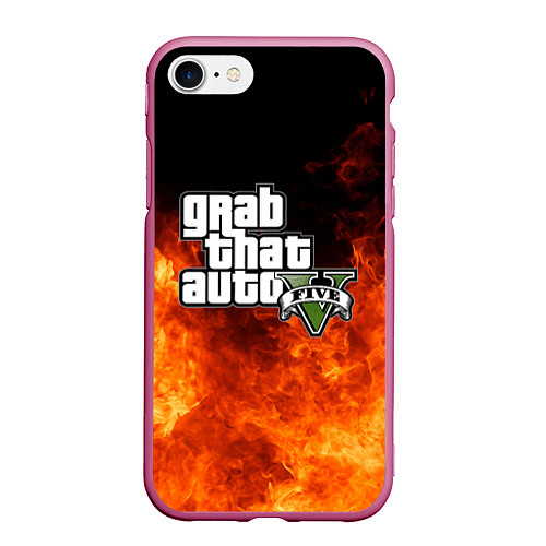 Чехол iPhone 7/8 матовый GTA / 3D-Малиновый – фото 1