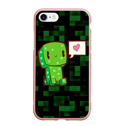Чехол iPhone 7/8 матовый Minecraft Creeper, цвет: 3D-светло-розовый