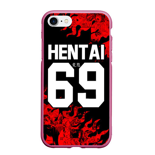 Чехол iPhone 7/8 матовый HENTAI 02 / 3D-Малиновый – фото 1