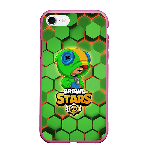 Чехол iPhone 7/8 матовый Leon Brawl Stars / 3D-Малиновый – фото 1