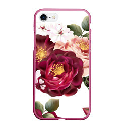 Чехол iPhone 7/8 матовый Розы, цвет: 3D-малиновый