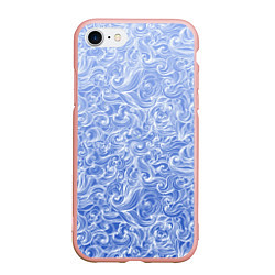 Чехол iPhone 7/8 матовый Волны на голубом фоне, цвет: 3D-светло-розовый