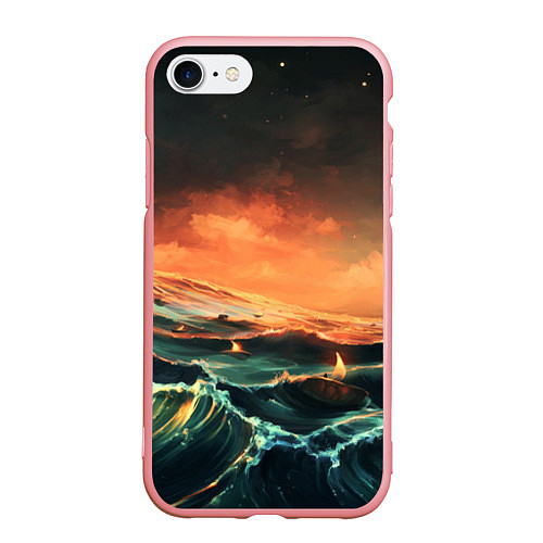 Чехол iPhone 7/8 матовый Фэнтези море корабли закат / 3D-Баблгам – фото 1