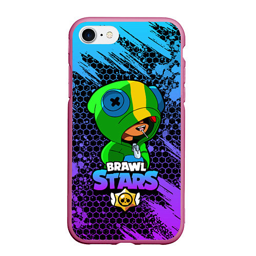 Чехол iPhone 7/8 матовый Brawl Stars LEON / 3D-Малиновый – фото 1