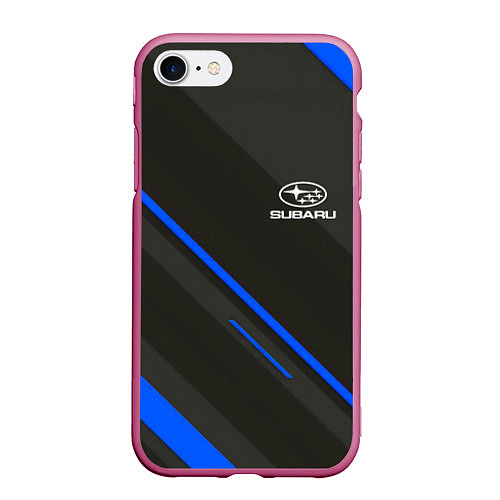 Чехол iPhone 7/8 матовый SUBARU / 3D-Малиновый – фото 1