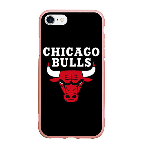 Чехол iPhone 7/8 матовый CHICAGO BULLS / 3D-Светло-розовый – фото 1