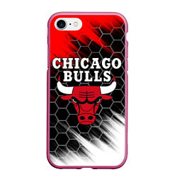 Чехол iPhone 7/8 матовый CHICAGO BULLS, цвет: 3D-малиновый