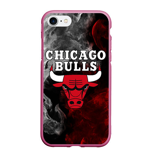Чехол iPhone 7/8 матовый CHICAGO BULLS / 3D-Малиновый – фото 1