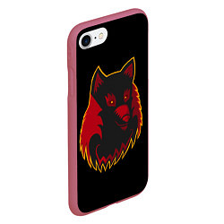Чехол iPhone 7/8 матовый Wolf Logo, цвет: 3D-малиновый — фото 2