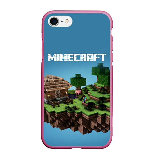 Чехол iPhone 7/8 матовый Minecraft / 3D-Малиновый – фото 1