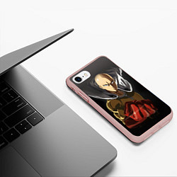 Чехол iPhone 7/8 матовый One Punch Man, цвет: 3D-светло-розовый — фото 2