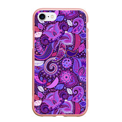 Чехол iPhone 7/8 матовый Фиолетовый этнический дудлинг, цвет: 3D-светло-розовый