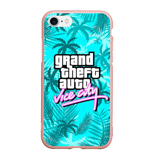 Чехол iPhone 7/8 матовый GTA VICE CITY / 3D-Светло-розовый – фото 1