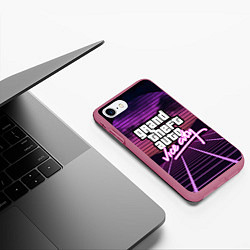 Чехол iPhone 7/8 матовый GTA VICE CITY, цвет: 3D-малиновый — фото 2