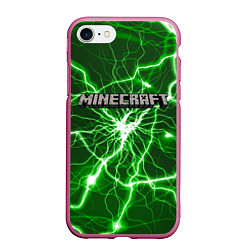 Чехол iPhone 7/8 матовый MINECRAFT, цвет: 3D-малиновый