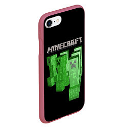 Чехол iPhone 7/8 матовый MINECRAFT CREEPER, цвет: 3D-малиновый — фото 2