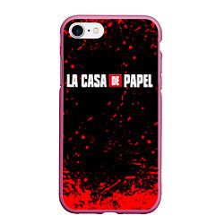 Чехол iPhone 7/8 матовый La Casa de Papel спина Z, цвет: 3D-малиновый