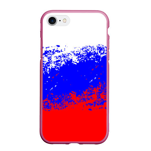 Чехол iPhone 7/8 матовый Россия / 3D-Малиновый – фото 1