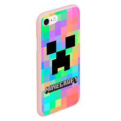 Чехол iPhone 7/8 матовый Minecraft, цвет: 3D-светло-розовый — фото 2