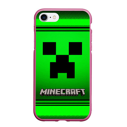 Чехол iPhone 7/8 матовый Minecraft / 3D-Малиновый – фото 1