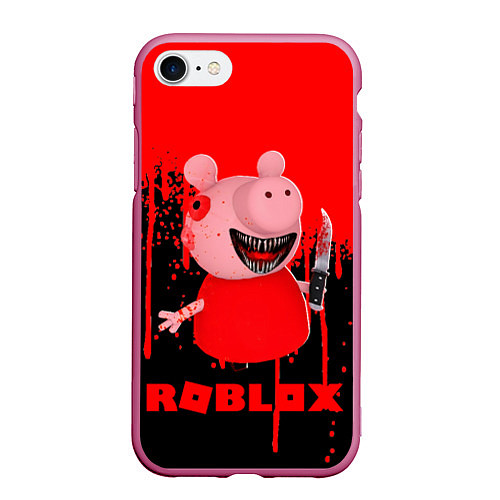 Чехол iPhone 7/8 матовый Roblox Piggy / 3D-Малиновый – фото 1