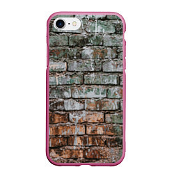 Чехол iPhone 7/8 матовый Кирпичная стена потеки краска, цвет: 3D-малиновый