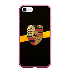 Чехол iPhone 7/8 матовый PORSCHE, цвет: 3D-малиновый