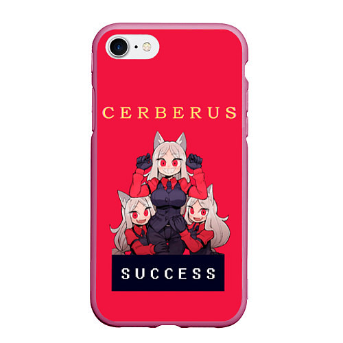 Чехол iPhone 7/8 матовый Helltaker: CERBERUS / 3D-Малиновый – фото 1