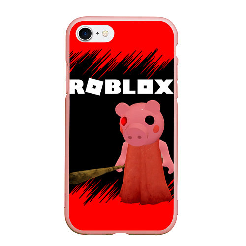 Чехол iPhone 7/8 матовый Roblox Piggy / 3D-Светло-розовый – фото 1