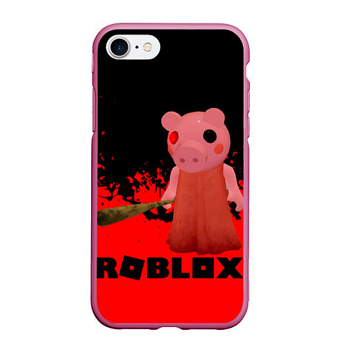 Чехол iPhone 7/8 матовый Roblox Piggy / 3D-Малиновый – фото 1